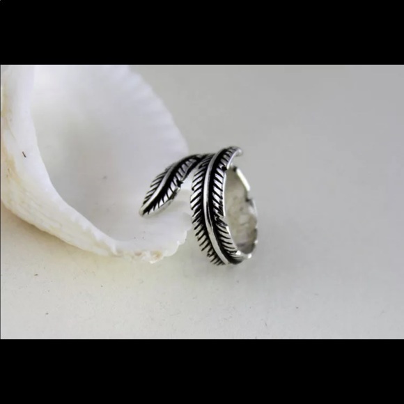 925 sterling silver vintage feather ring - Picture 3 of 4